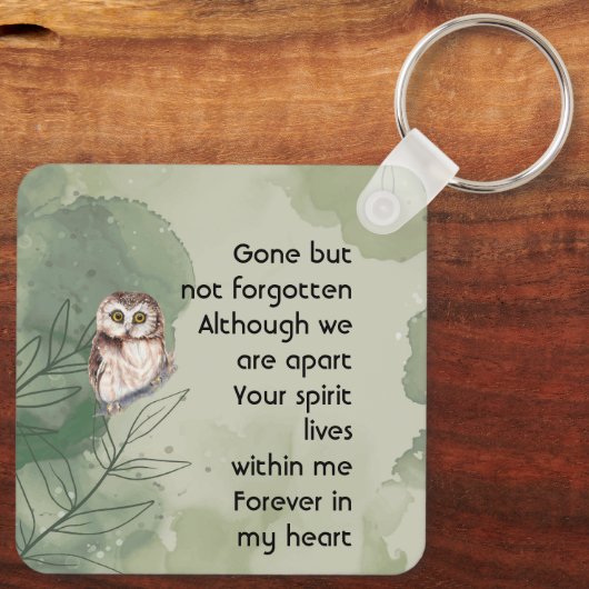 Memorial Keepsake Cute Owl Bird Schlüsselanhänger (Rückseite)