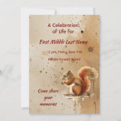 Memorial keepsake Cute Red Squirrel Einladung (Rückseite)