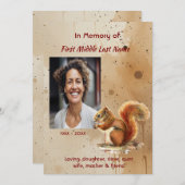 Memorial keepsake Cute Red Squirrel Einladung (Vorne/Hinten)