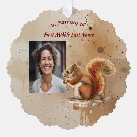 Memorial Keepsake Cute Red Squirrel Ornament Karte (Vorderseite)