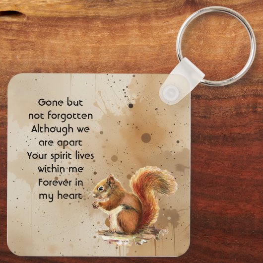 Memorial Keepsake Cute Red Squirrel Schlüsselanhänger (Rückseite)