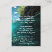 Memorial Keepsake Deep Sea Diving Diver Visitenkarte (Rückseite)