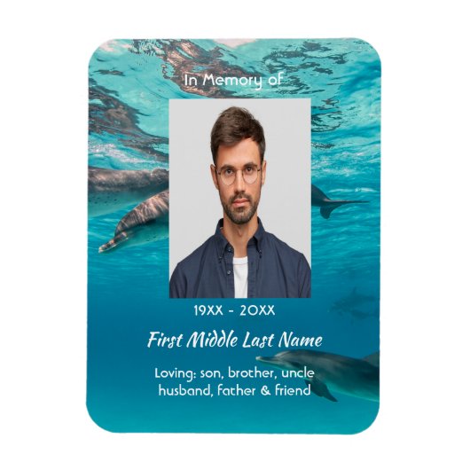 Memorial Keepsake Dolphins Underwater Ocean Magnet
