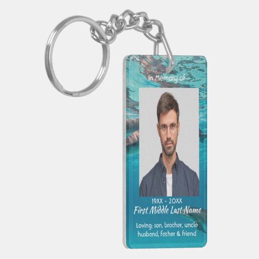 Memorial  Keepsake Dolphins Underwater Ocean Schlüsselanhänger (Vorderseite links)