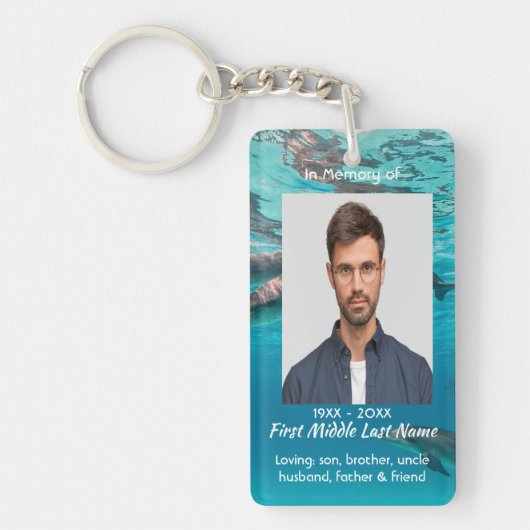 Memorial Keepsake Dolphins Underwater Ocean Schlüsselanhänger (Vorderseite)