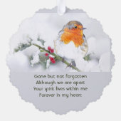 Memorial Keepsake English Robin Bird Ornament Karte (Rückseite)