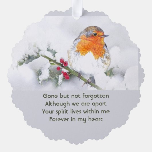 Memorial Keepsake English Robin Bird Ornament Karte (Rückseite)