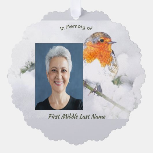 Memorial Keepsake English Robin Bird Ornament Karte (Vorderseite)