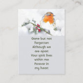 Memorial Keepsake English Robin Bird Visitenkarte (Rückseite)