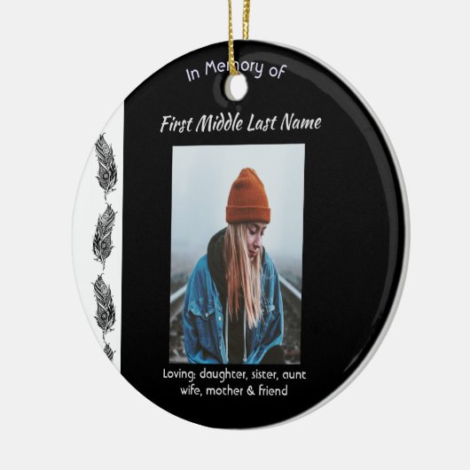 Memorial Keepsake Feather Tribal Boho Keramik Ornament (Links)