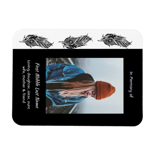 Memorial Keepsake Feather Tribal Boho  Magnet (Horizontal)