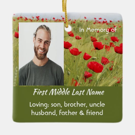 Memorial Keepsake Field of Red Poppy Keramikornament (Vorderseite)