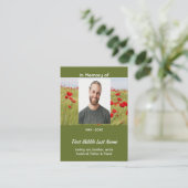 Memorial Keepsake Field of Red Poppy Telefonnummerkarte (Stehend Vorderseite)