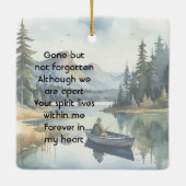 Memorial Keepsake Fishing Lake in Boat Keramikornament (Rückseite)