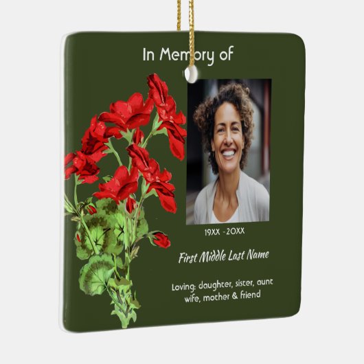 Memorial Keepsake Geranium Flower Keramikornament (Rechts)
