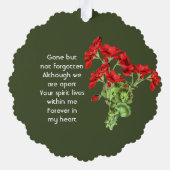 Memorial Keepsake Geranium Flower Ornament Karte (Rückseite)