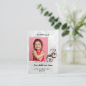 Memorial Keepsake Hedgehog Children   Visitenkarte (Stehend Vorderseite)