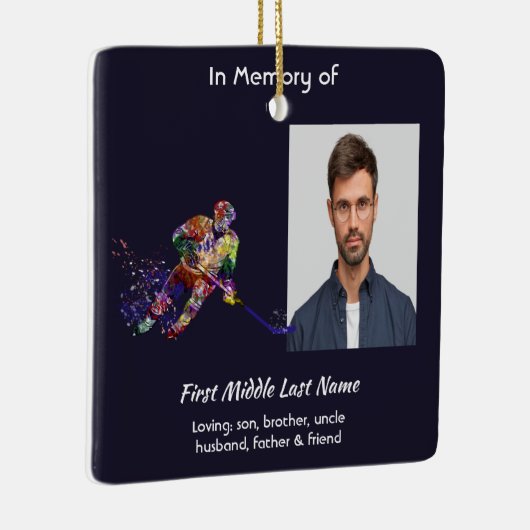 Memorial Keepsake Hockey Player Sport Keramikornament (Rechts)