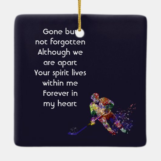 Memorial Keepsake Hockey Player Sport Keramikornament (Rückseite)