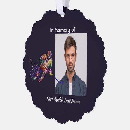 Memorial Keepsake Hockey Player Sport Ornament Karte (Links)