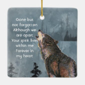 Memorial Keepsake Howling Wolf Art Keramikornament (Rückseite)