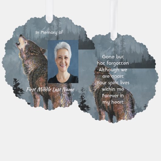 Memorial Keepsake Howling Wolf Art Ornament Karte (Vorderseite/Rückseite)