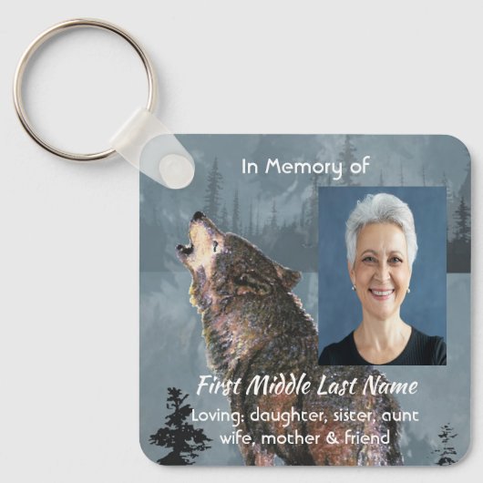 Memorial Keepsake Howling Wolf Art Schlüsselanhänger (Vorderseite)