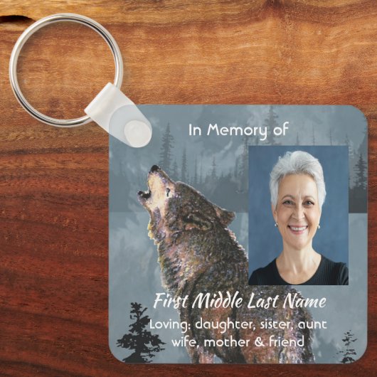 Memorial Keepsake Howling Wolf Art Schlüsselanhänger (Vorderseite)