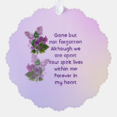 Memorial Keepsake Lilac Garden Flower  Ornament Karte (Rückseite)