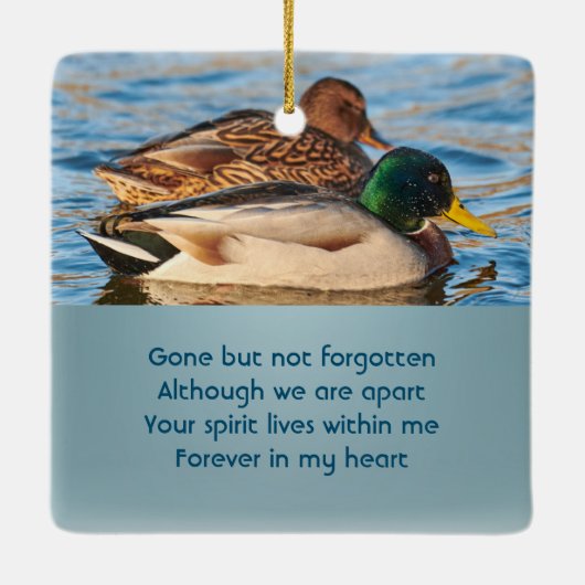 Memorial Keepsake Mallard Ducks Bird Keramikornament (Rückseite)