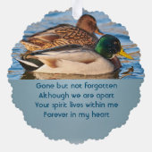 Memorial Keepsake Mallard Ducks Bird Ornament Karte (Rückseite)