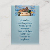 Memorial Keepsake Mallard Ducks Bird Visitenkarte (Rückseite)