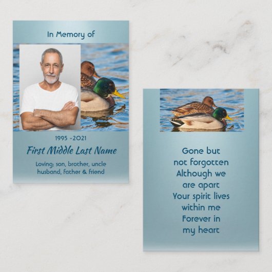 Memorial Keepsake Mallard Ducks Bird Visitenkarte (Vorne/Hinten)