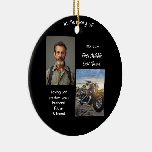 Memorial Keepsake Motorcycle Chopper Keramik Ornament (Rechts)