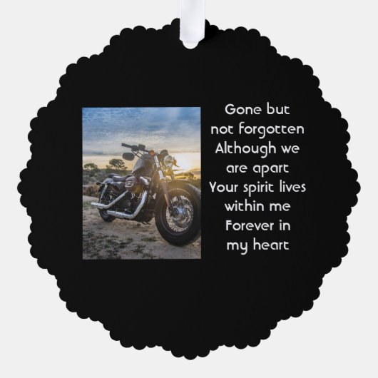 Memorial Keepsake Motorcycle Chopper Ornament Karte (Rückseite)