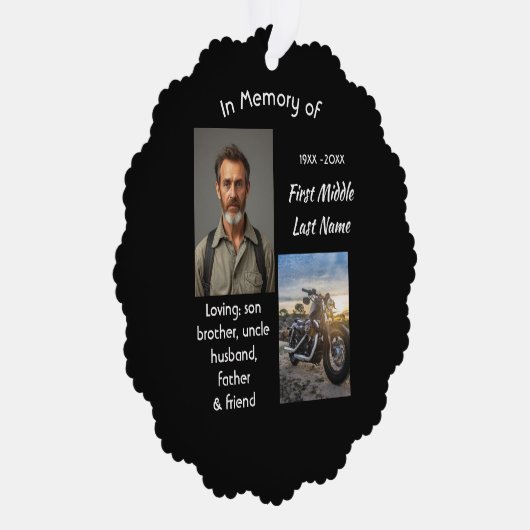 Memorial Keepsake Motorcycle Chopper Ornament Karte (Rechts)