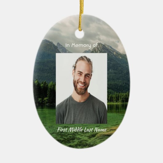 Memorial Keepsake Mountain Lake Landscape  Keramik Ornament (Vorne)