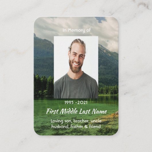 Memorial Keepsake Mountain Lake Landscape Visitenkarte (Vorderseite)