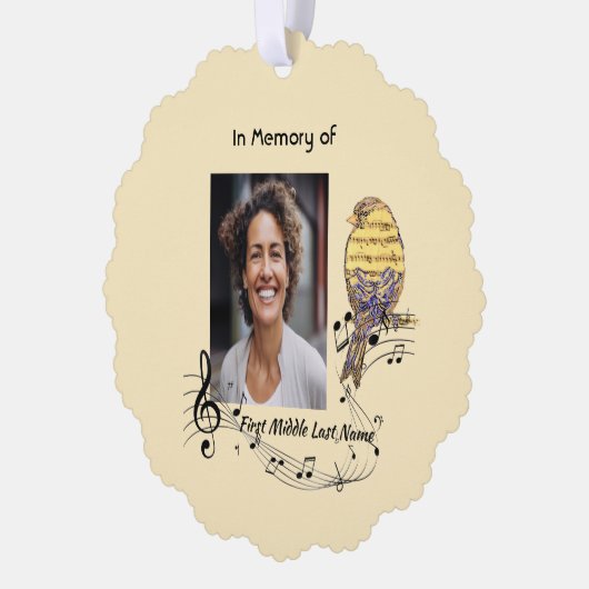 Memorial Keepsake Music Bird Ornament Karte (Links)