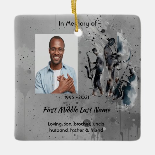 Memorial Keepsake Music Jazz Band Keramikornament (Vorderseite)