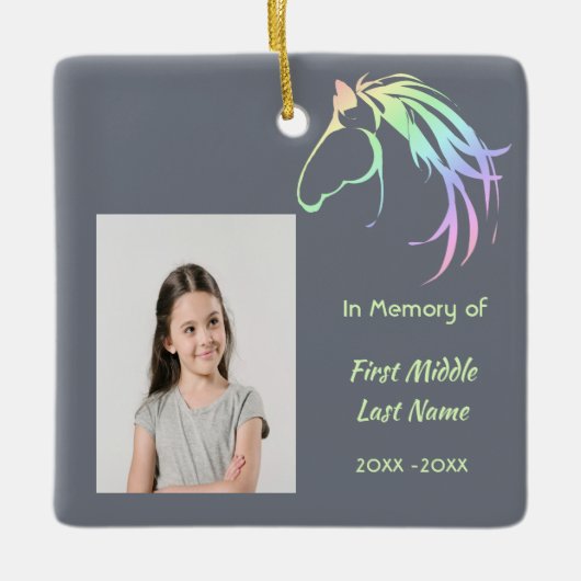 Memorial Keepsake Pastel Horse Art Keramikornament (Vorderseite)