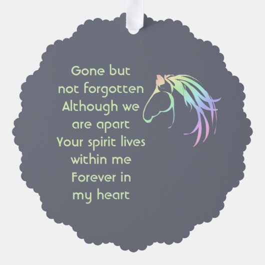 Memorial Keepsake Pastel Horse Art Ornament Karte (Rückseite)
