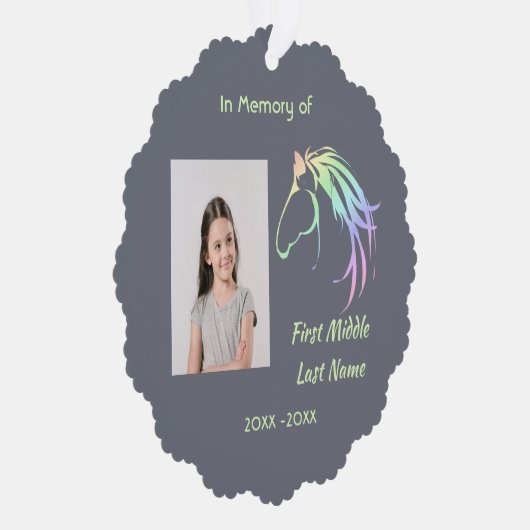 Memorial Keepsake Pastel Horse Art Ornament Karte (Rechts)