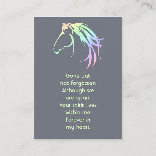 Memorial Keepsake Pastel Horse Art Visitenkarte (Rückseite)