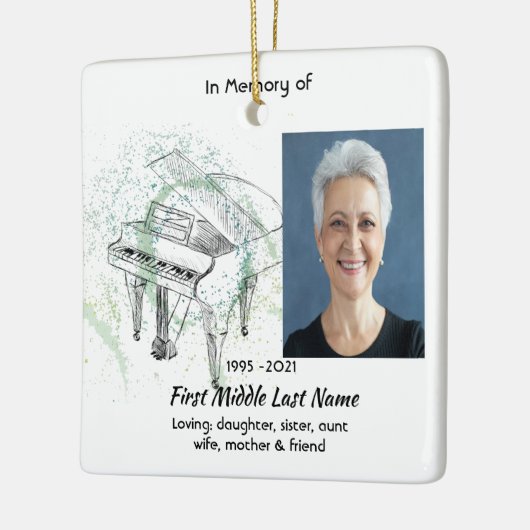 Memorial Keepsake Photo Prayer Piano Musician Keramikornament (Links)
