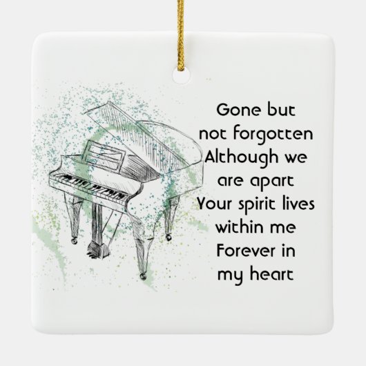 Memorial Keepsake Photo Prayer Piano Musician Keramikornament (Rückseite)