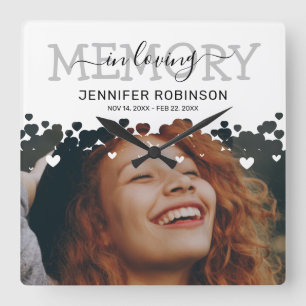 Memorial Keepsake Photo Quadratische Wanduhr