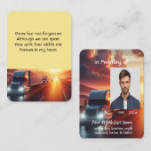 Memorial Keepsake Photo SemiTruck Tractor-trailer  Visitenkarte (Vorne/Hinten)