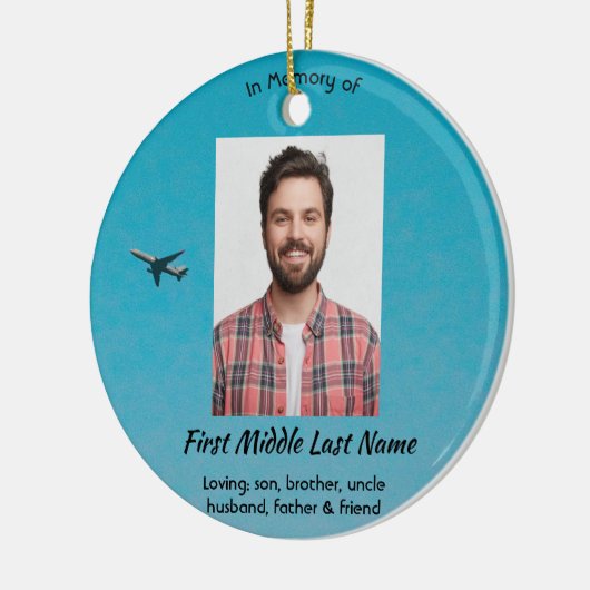 Memorial Keepsake Pilot Airplane Flying Keramik Ornament (Links)