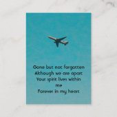 Memorial Keepsake Pilot Airplane Flying Visitenkarte (Rückseite)